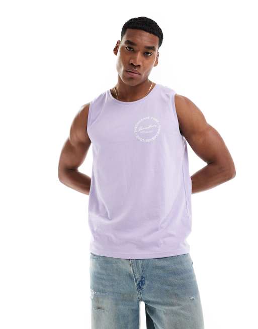 Threadbare logo print tank top in lavender | ASOS