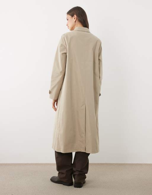 Threadbare long line trench coat in stone, 2 of 4
