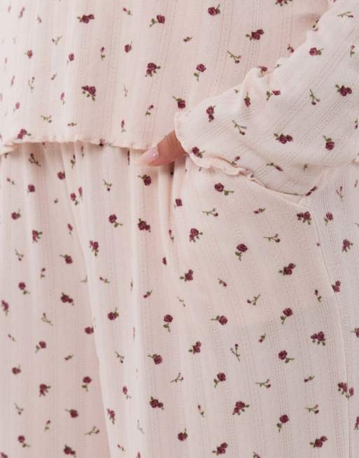 Threadbare Long sleeve and trousers pyjama set in dusky pink, 3 of 5