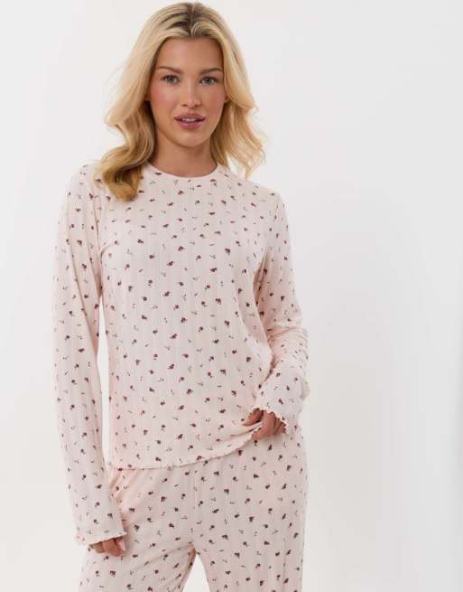 Threadbare Long sleeve and trousers pyjama set in dusky pink, 5 of 5