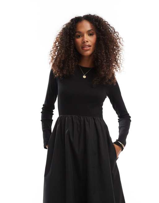 Long black midi dress online