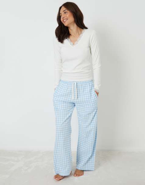 Threadbare Long sleeve check pyjamas in blue - view 1