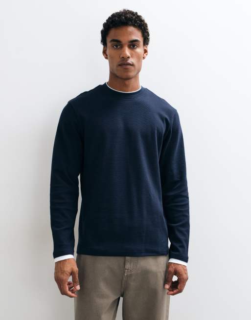 Threadbare long sleeve cotton T-shirt in navy, 2 of 5