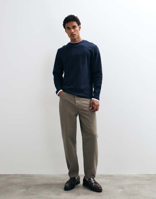Threadbare long sleeve cotton T-shirt in navy, 3 of 5