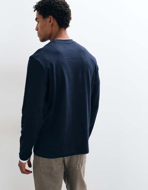 Threadbare long sleeve cotton T-shirt in navy, 4 of 5