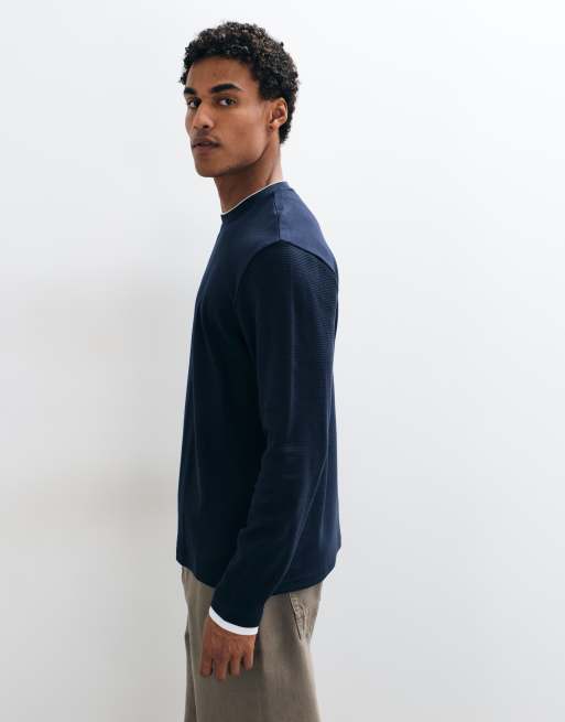 Threadbare long sleeve cotton T-shirt in navy, 5 of 5