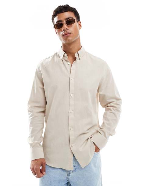 Threadbare long sleeve shirt in stone - view 1