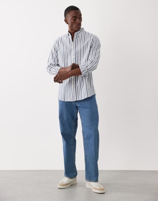 Threadbare long sleeve shirt in white and blue stripes, 2 of 5
