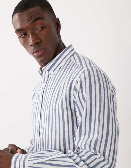 Threadbare long sleeve shirt in white and blue stripes, 3 of 5
