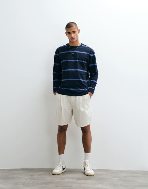 Threadbare long sleeve striped tee in blue and navy, 2 of 5