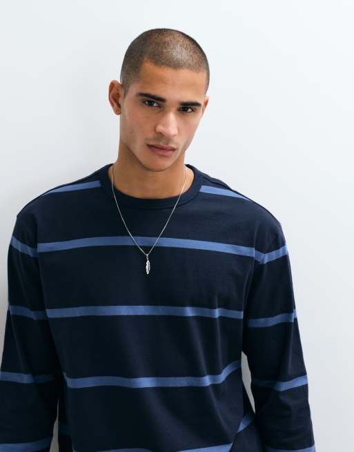 Threadbare long sleeve striped tee in blue and navy, 5 of 5