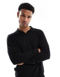 [Threadbare] Threadbare long sleeve trophy neck knitted top in black XL Black