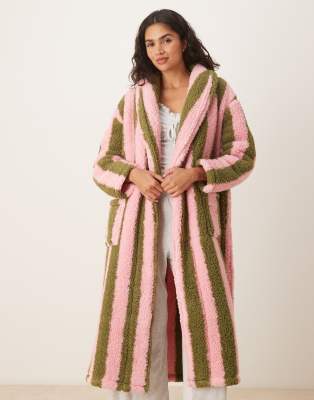 Threadbare Long Striped Robe In Multi