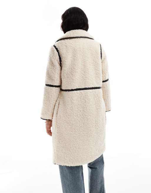 Long cream borg coat online