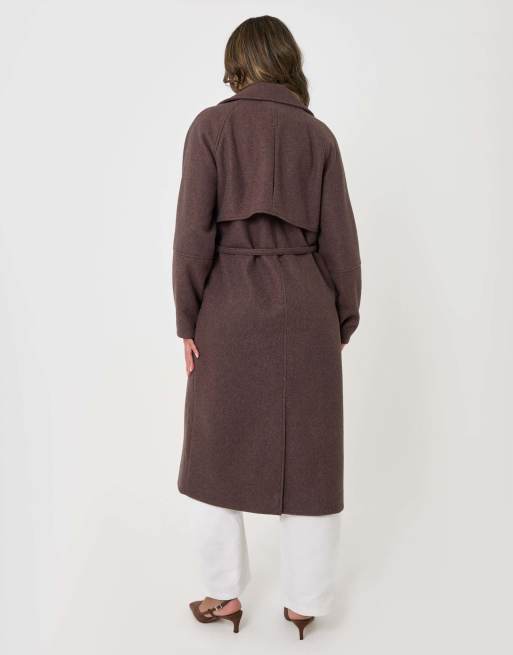 Threadbare Longline cocoon coat in chocolate brown, 2 of 4
