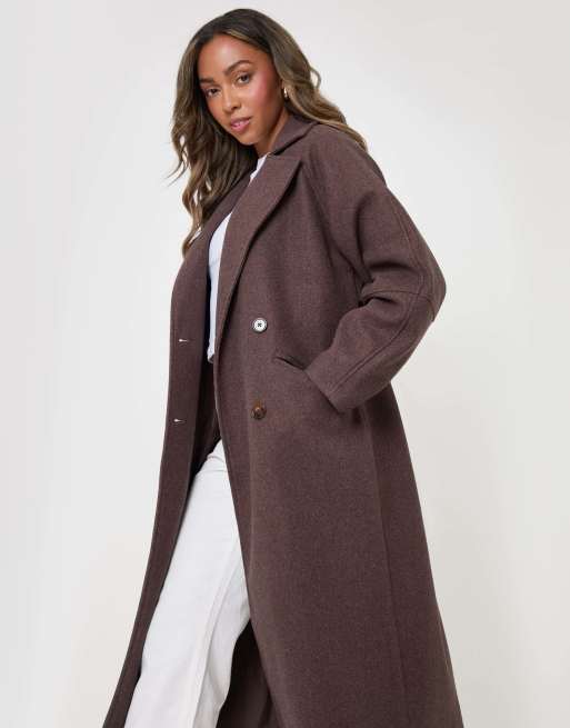 Threadbare Longline cocoon coat in chocolate brown, 4 of 4