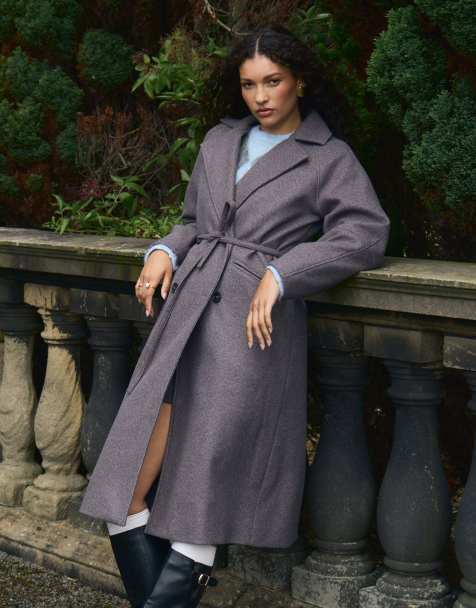 Threadbare Longline cocoon coat in grey - view 1