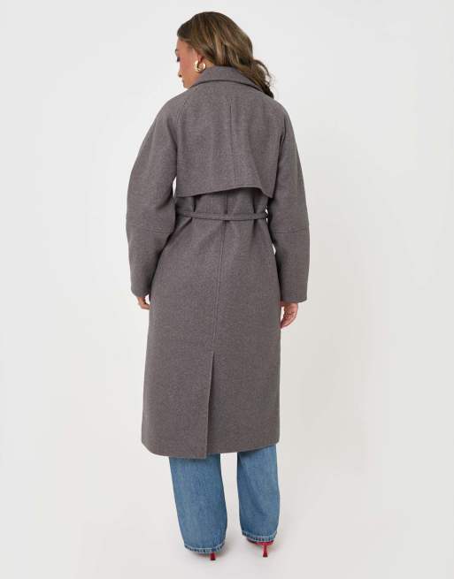 Threadbare Longline cocoon coat in grey, 2 of 4