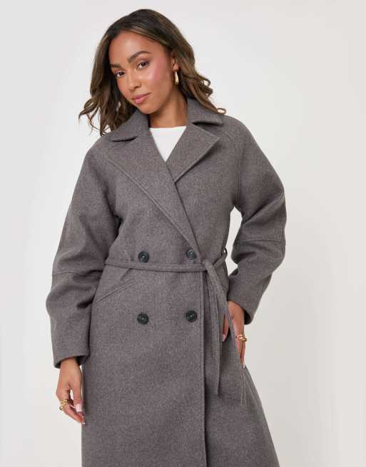 Threadbare Longline cocoon coat in grey, 3 of 4