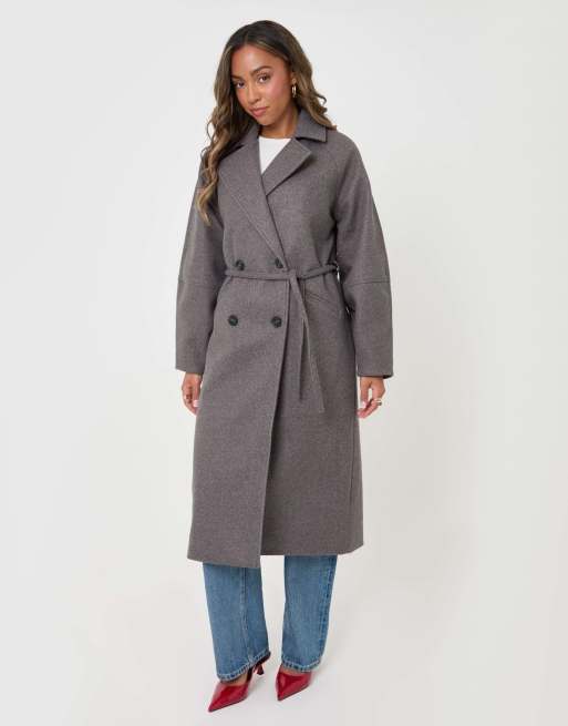 Threadbare Longline cocoon coat in grey, 4 of 4