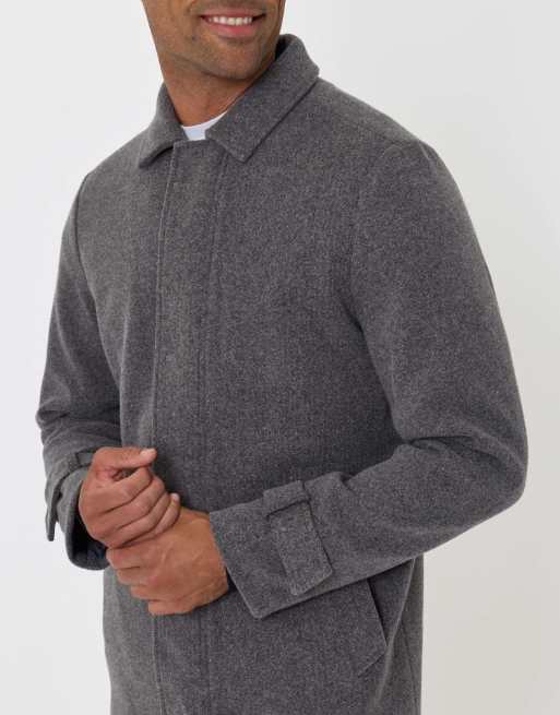 Threadbare Longline funnel neck coat in charcoal, 3 of 5
