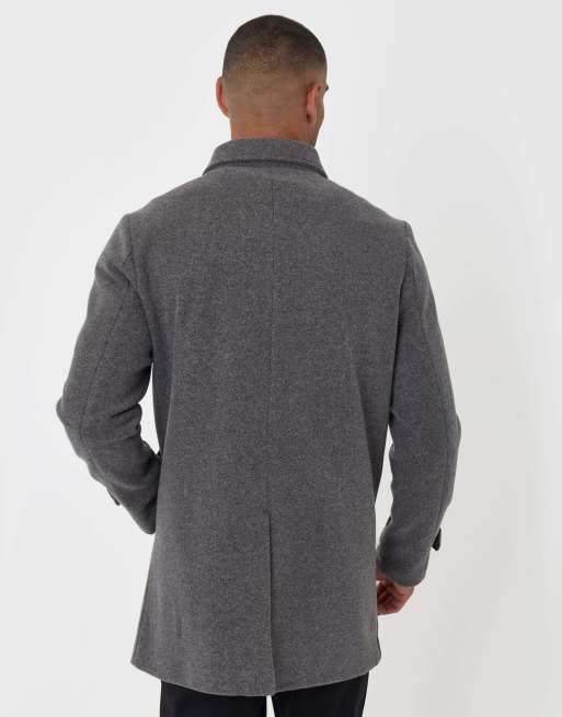 Threadbare Longline funnel neck coat in charcoal, 4 of 5