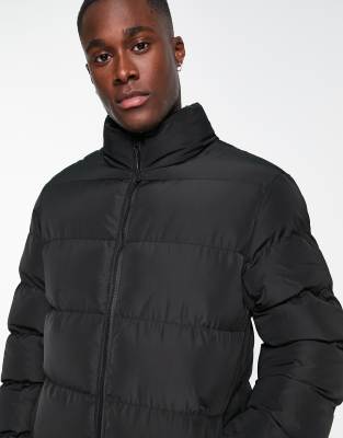 threadbare longline padded jacket in black