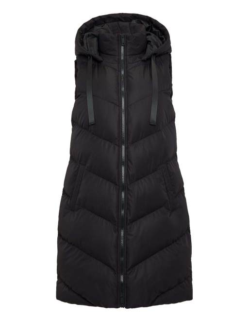 Threadbare Longline padded gilet in black in black, 6 of 7