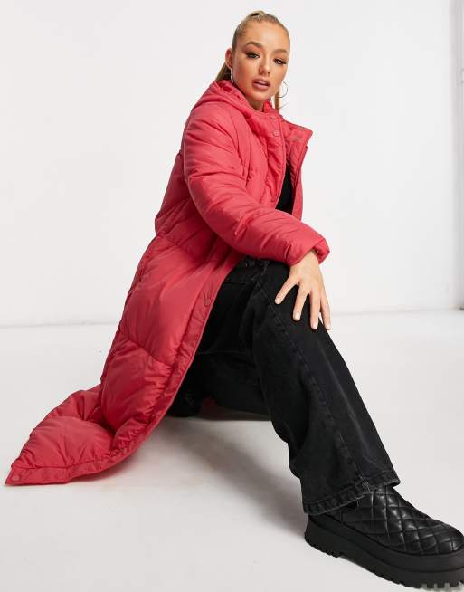 Threadbare longline puffer coat in sage green, 4 of 4