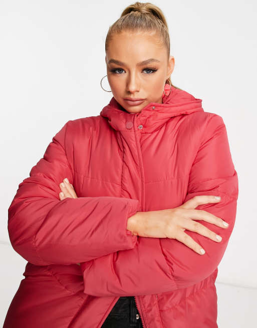 Threadbare longline puffer coat