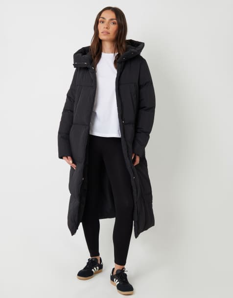 Threadbare Longline puffer jacket in black - view 1