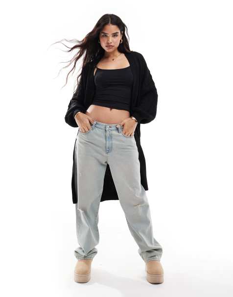 Threadbare – Longline-Strickjacke in Schwarz mit Zopfmuster - view 1