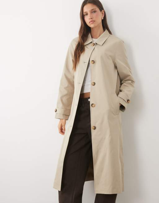 Threadbare longline trench coat in stone, 4 of 4