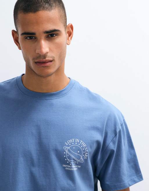 Threadbare Lost In The Stars back-printed relaxed fit t-shirt in vintage blue, 3 of 5