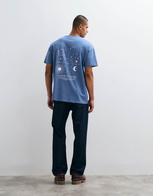 Threadbare Lost In The Stars back-printed relaxed fit t-shirt in vintage blue, 4 of 5