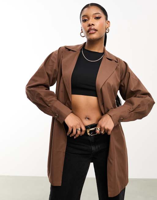 Short belted hot sale trench coat