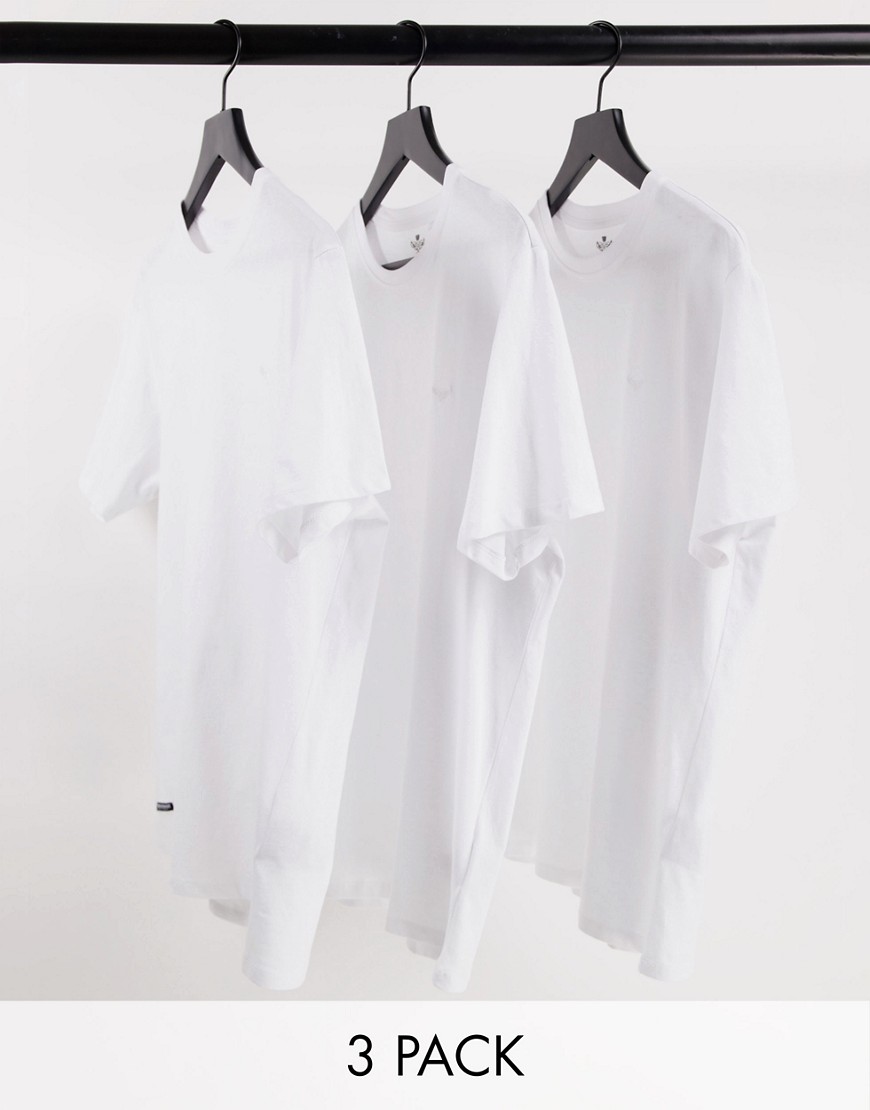 Threadbare lounge 3 pack t shirts in white