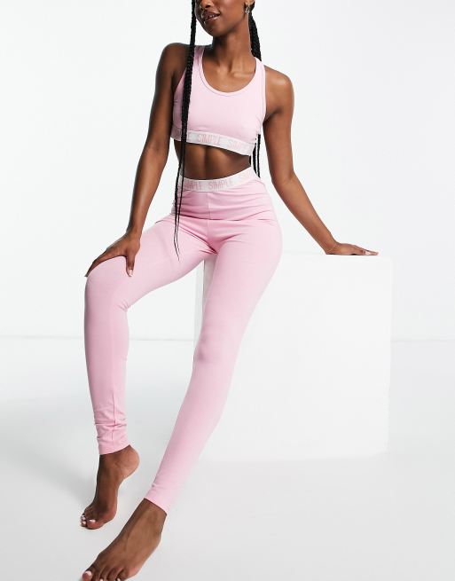 Threadbare - Loungekledingset met bralette en legging met logo in roze