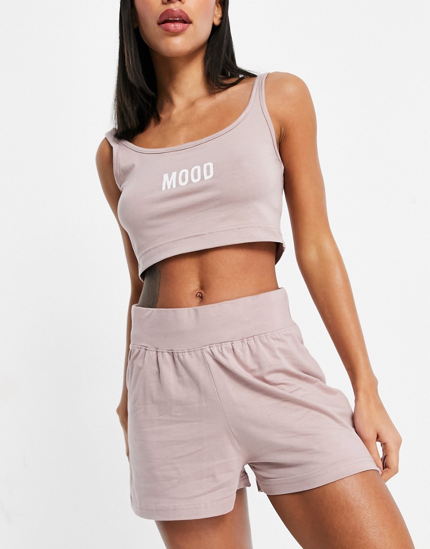 ThreadBare Loungewear mood bralet and shorts set in pink
