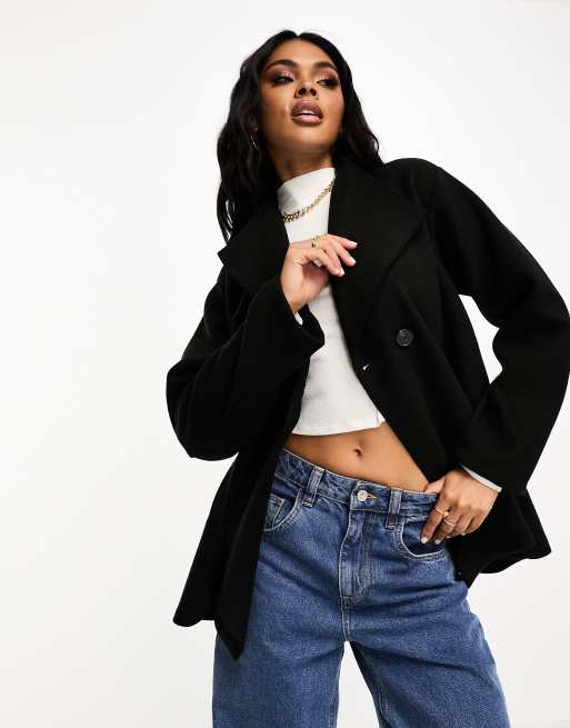 Threadbare Lulu wrap front formal coat in black | ASOS