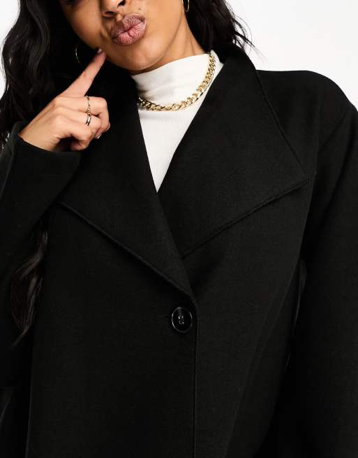 Threadbare Lulu wrap front formal coat in black