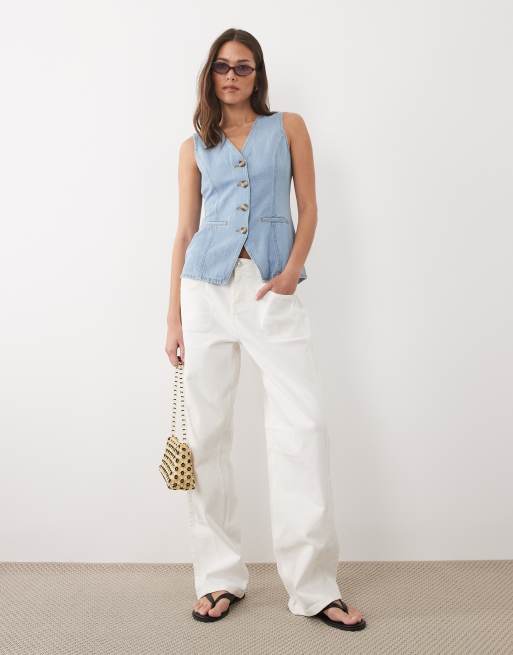 Threadbare - Lyseblå denimvest med V-hals, 2 af 4