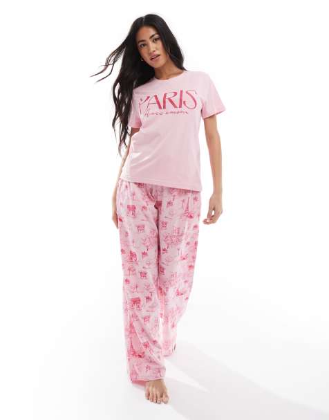 Threadbare - Lyserødt pyjamassæt med Paris-print - view 1
