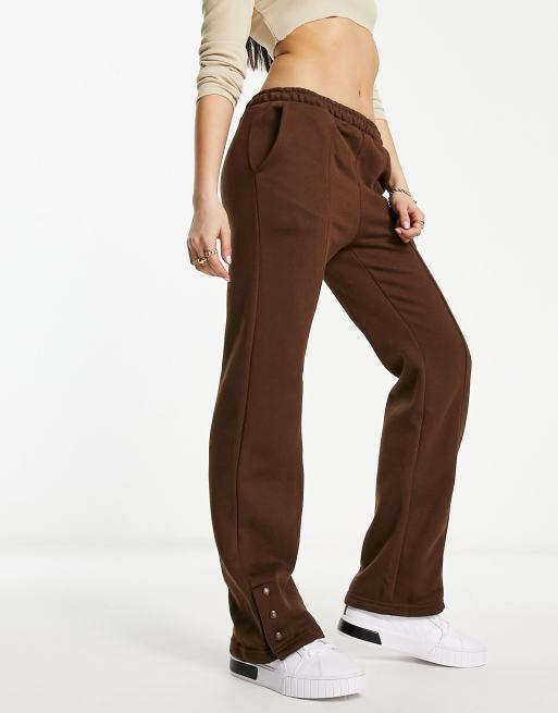 Threadbare Maddy paneled sweatpants with snaps in chocolate brown - part of  a set