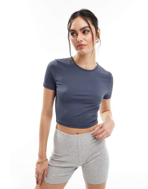 Threadbare - Maddy - T-shirt corta elasticizzata antracite - view 1