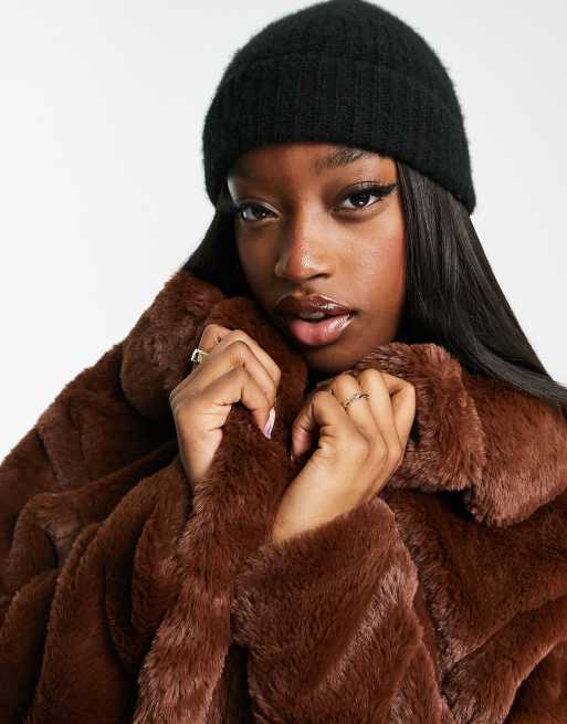 Dark Brown Faux Fur Coat