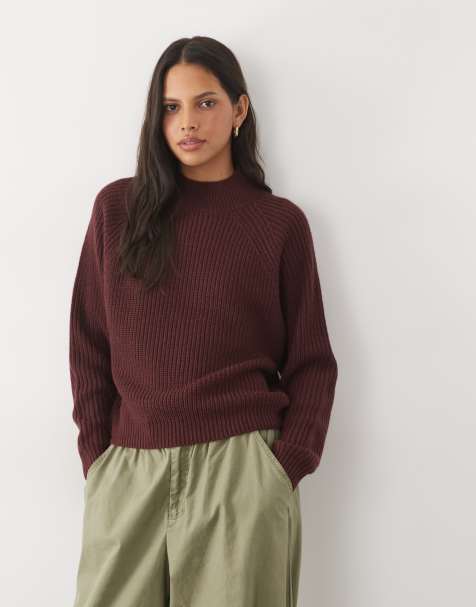 Threadbare maglione a collo alto color fico - view 1