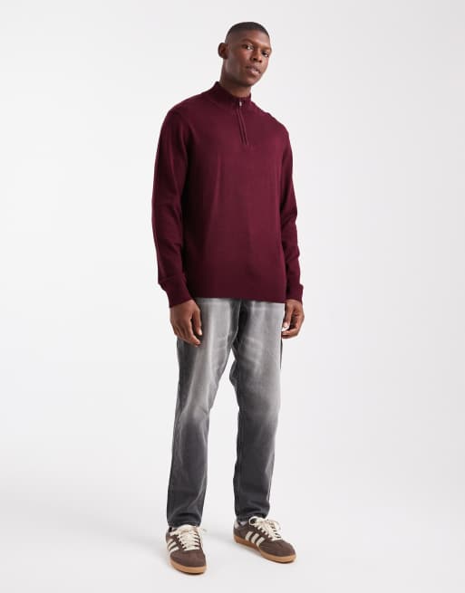 Threadbare - Maglione bordeaux con zip corta, 2 di 5
