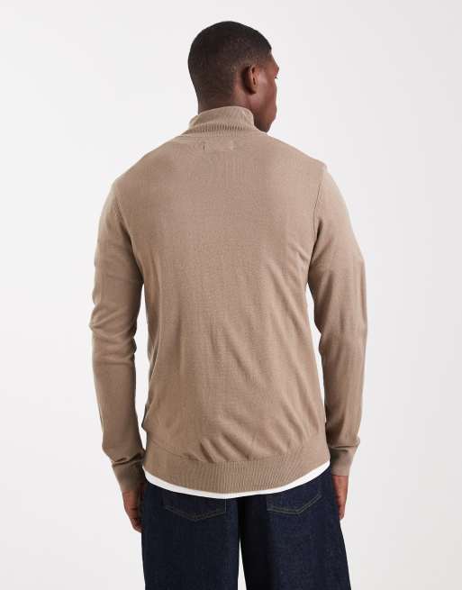 Threadbare - Maglione color talpa con zip corta, 3 di 5