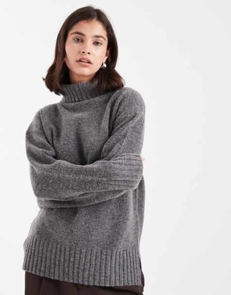 Threadbare - Maglione con collo alto in maglia spessa grigio - view 1